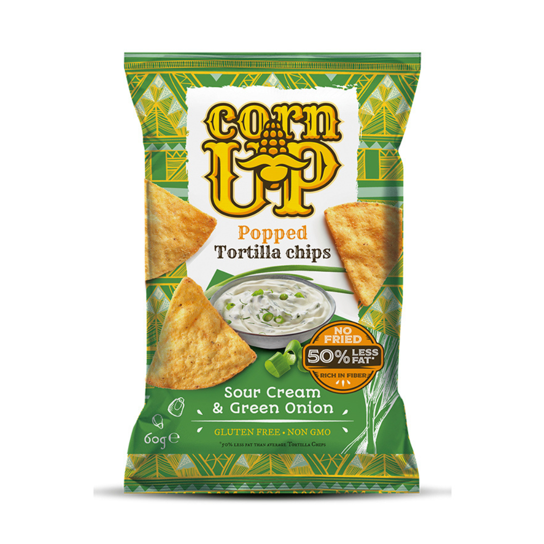 CornUp Popped Tortilla Chips - Sour Cream &amp; Green Onion