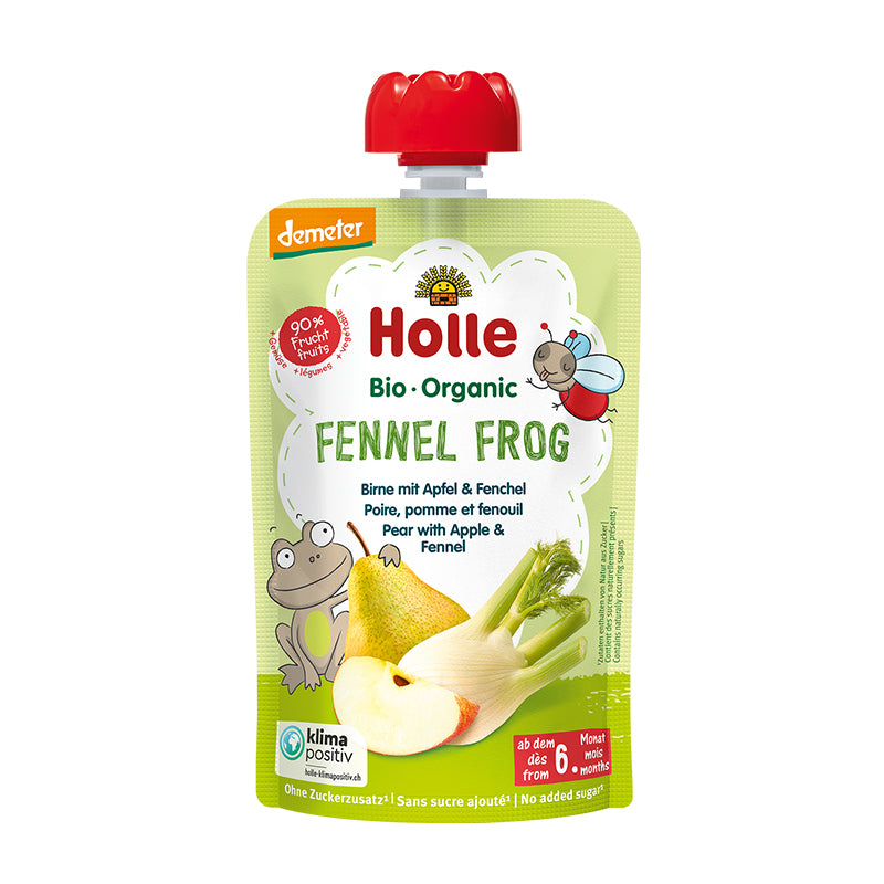 Holle Organic Pouch-Fennel Frog: Pear with Apple &amp; Fennel 100g