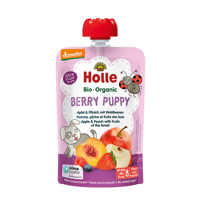 Holle Organic Pouch- Berry Puppy: Apple and Peach with Fruits of the Forest 100g