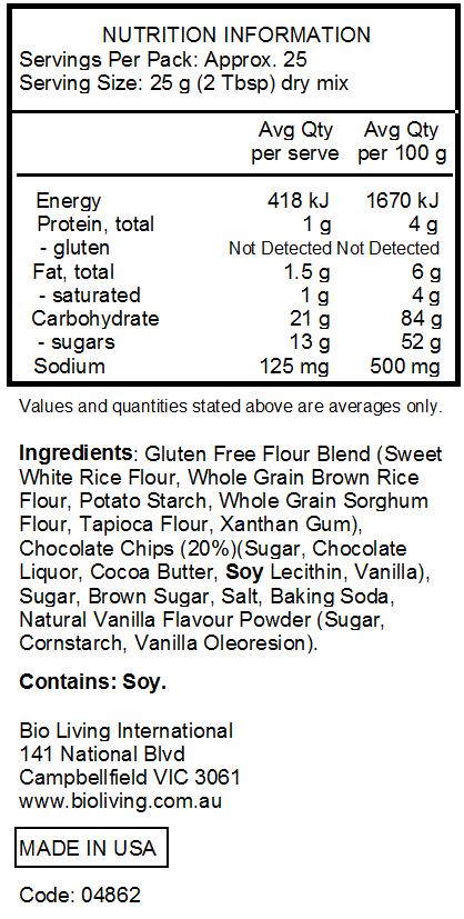 Gluten Free Choc Chip Cookie Mix 624g