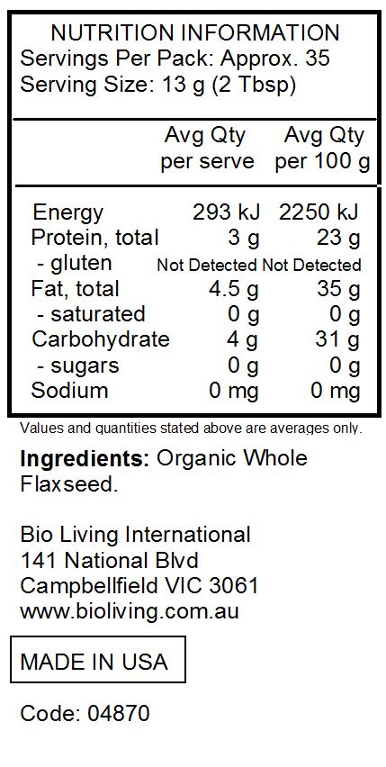 Organic Gluten Free Flaxseed Meal 453g