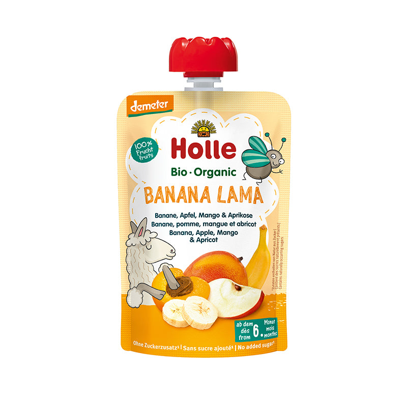 Holle Organic Pouch-Banana Lama: Banana, Apple, Mango &amp; Apricot 100g