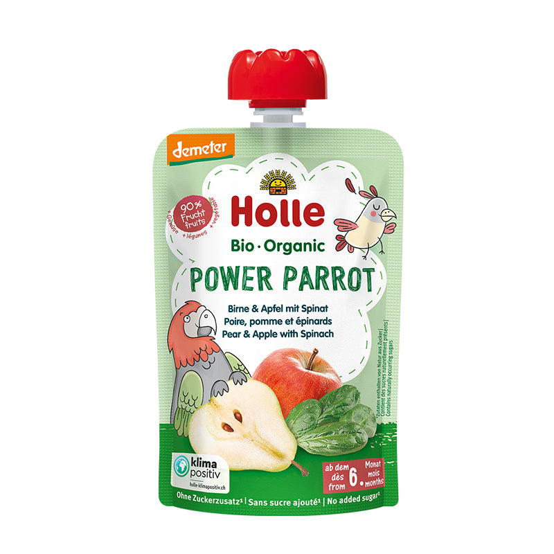 Holle Organic Pouch- Power Parrot: Pear with Apple &amp; Spinach 100g