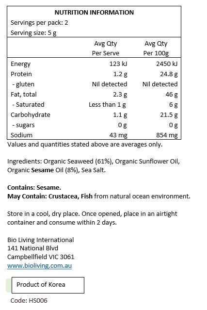 Seaweed - Sesame 10g