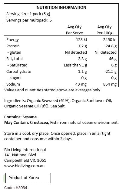 Seaweed - Sesame Multipack 6x5g packs