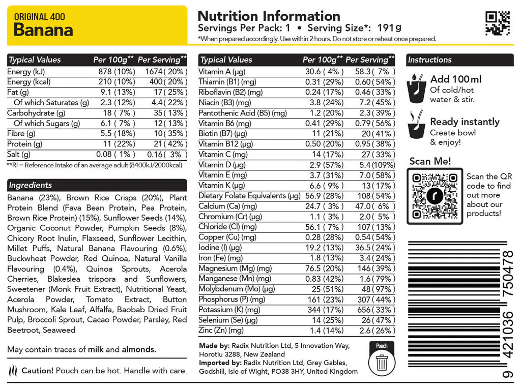 Banana Breakfast Original Range 400kcal