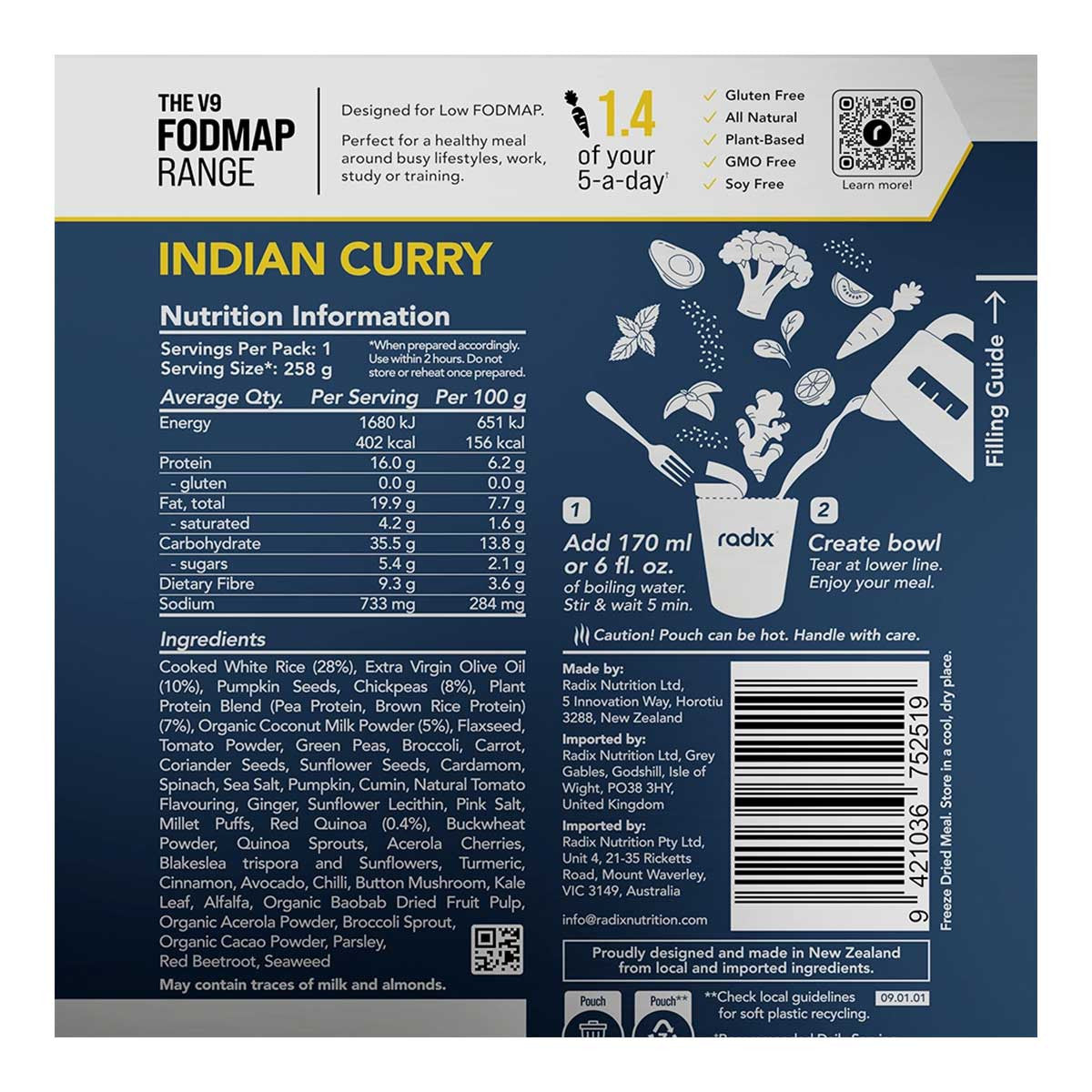 Indian Curry Meal FODMAP Range 400kcal