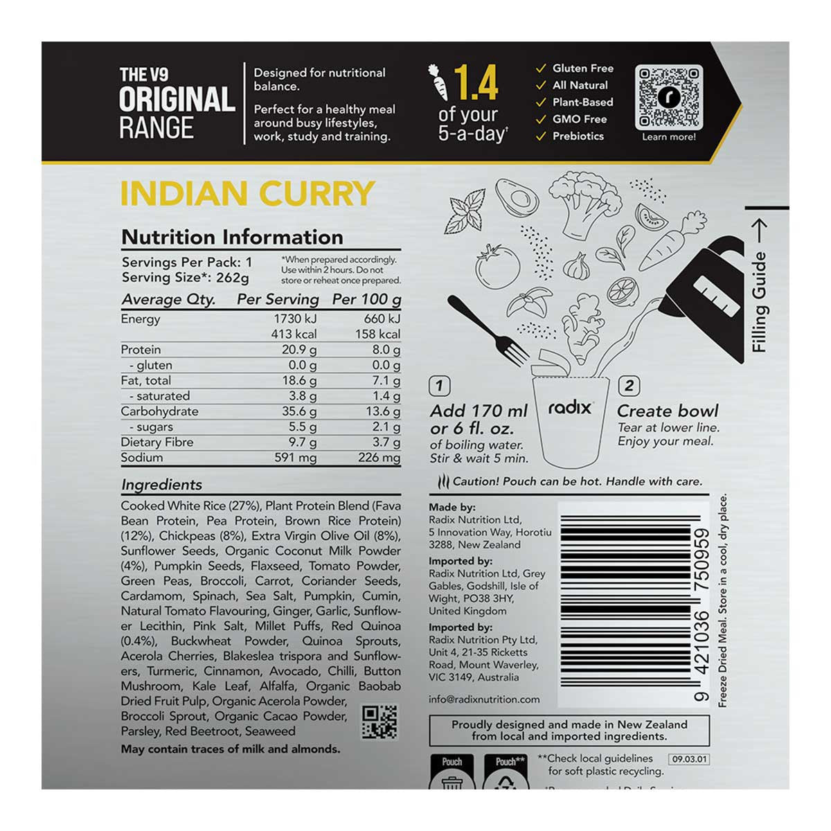 Indian Curry Meal Original Range 400kcal