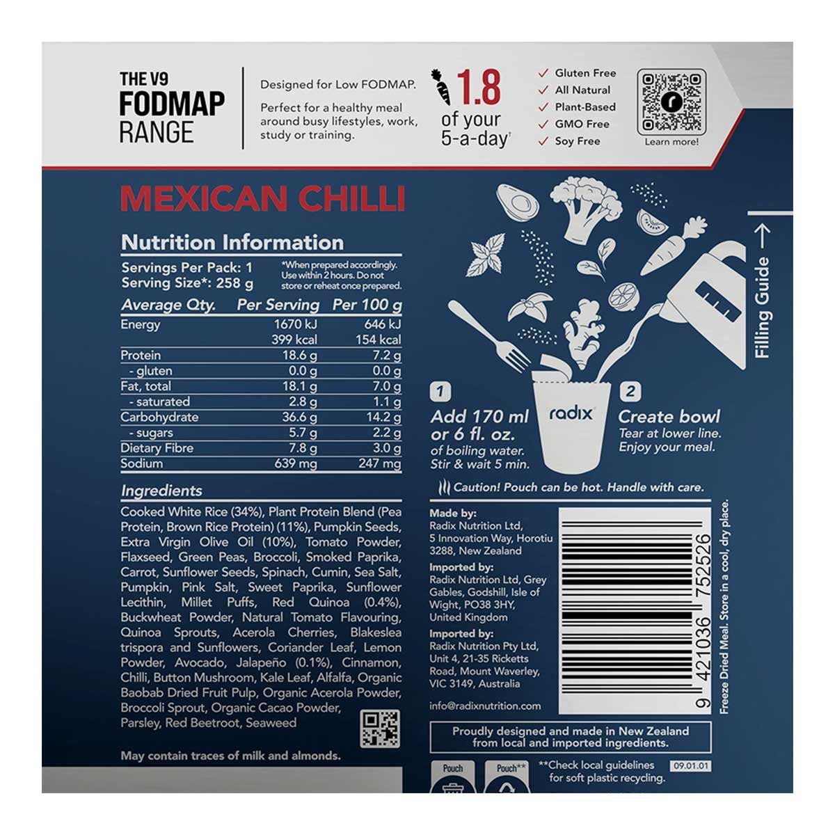 Mexican Chilli Meal FODMAP Range 400kcal