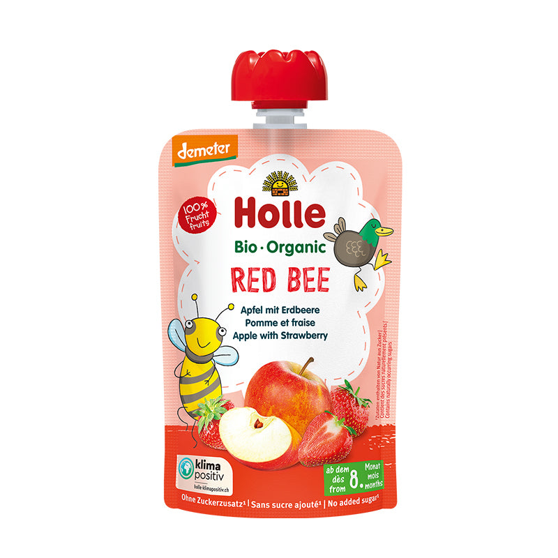 Holle Organic Pouch- Red Bee: Apple with Strawberry 100g