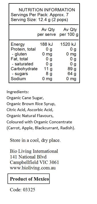 Organic Pops Mixed Fruit Lollipops